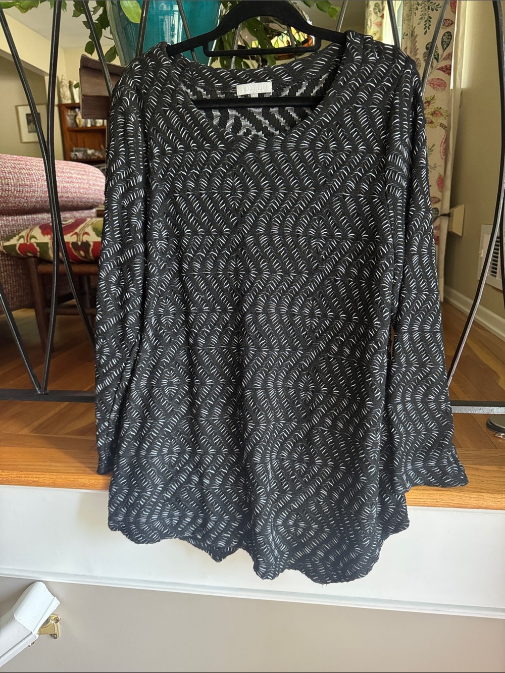 Habitat Black, White and Blue Threaded Textured Pattern Tunic